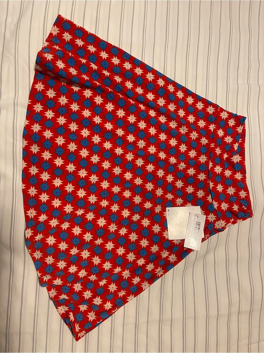 Azure Red Floral Star Pattern Skirt Perfect For The 4th Of July